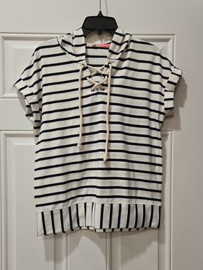 3/15$ Jane and Delancey White & Navy Striped Top Rope Tie